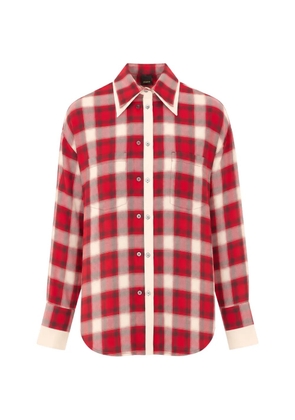 PINKO check-motif pocket-detail shirt - Red