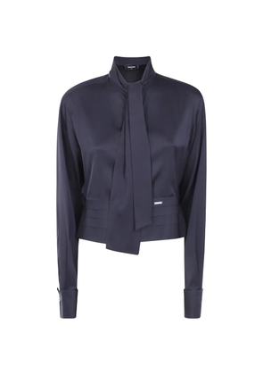 DSQUARED2 tie-neck pleated-waist shirt - Black