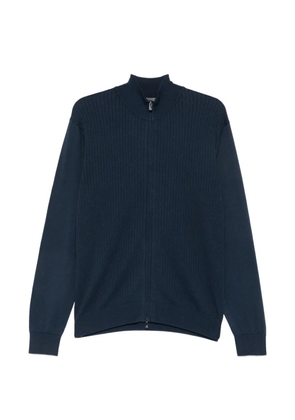 Corneliani ribbed-knit zip-fastening cardigan - Blue
