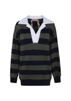 Nº21 striped cotton hoodie - Green