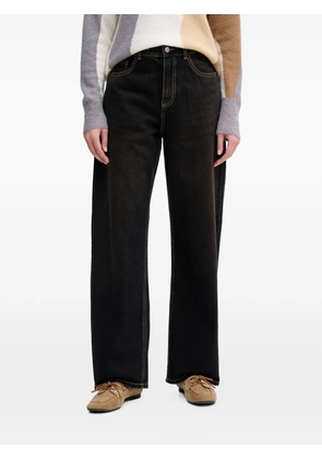 Benetton contrast-stitch wide-leg jeans - Black