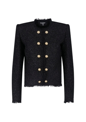 Balmain lion-button tweed jacket - Black
