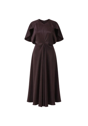 Liviana Conti gathered-detail flared dress - Brown