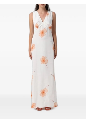 MAR DE MARGARITAS floral-print ruffled dress - White