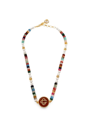 Casablanca beaded logo-pendant necklace - Gold