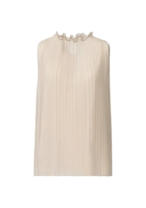 Fabiana Filippi pleated ruffled-collar top - Neutrals