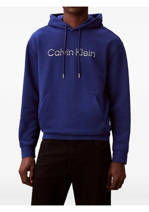Calvin Klein Terry logo-print drawstring hoodie - Blue