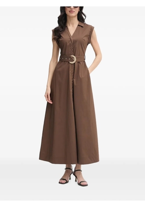 Gaudi belted V-neck midi dress - Brown