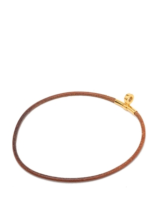 Hermès Pre-Owned 2000-2026 Leather and Gold Plated Kite Choker Necklace costume necklace - Brown