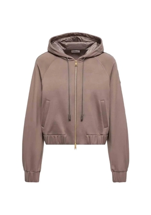 Moncler logo-patch zip-up hoodie - Brown