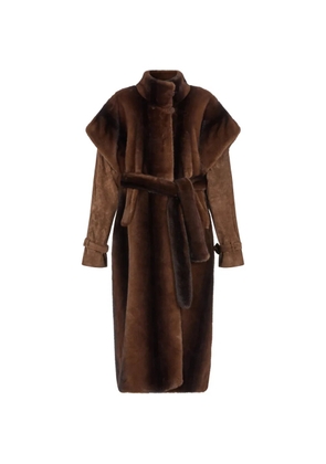 ducie Harper faux-fur suede coat - Brown