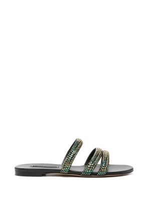Casadei crystal-embellished flat sandals - Blue