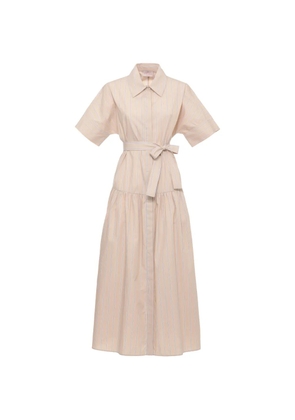 EMME Fauna striped belted midi dress - Neutrals