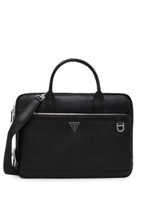 GUESS USA Monaco logo-plaque pebbled-effect holdall - Black