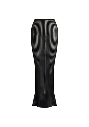 DONDUP sheer-knit striped maxi skirt - Black