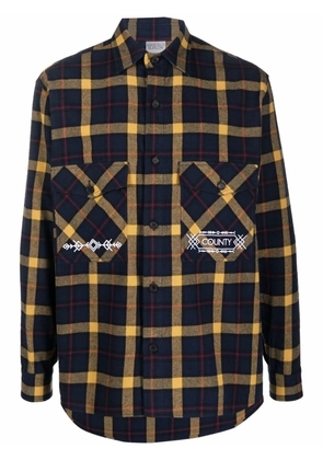 COUNTY OF MILAN folk check pattern shirt - Blue