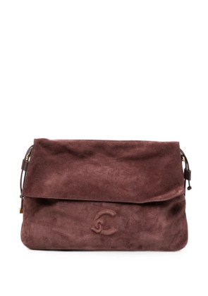 Coccinelle medium Lidia logo-embossed suede shoulder bag - Brown