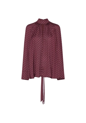 ROTATE BIRGER CHRISTENSEN dot satin bow shirt dark red