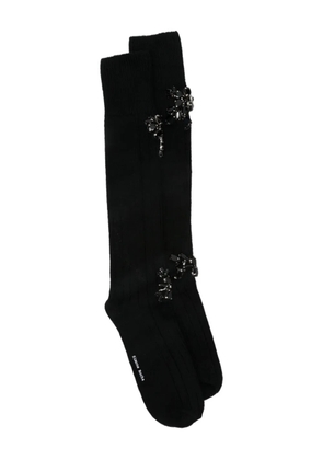 Simone Rocha embellished rose knee socks - Black