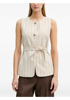 Benetton pinstripe-pattern belted top - Neutrals
