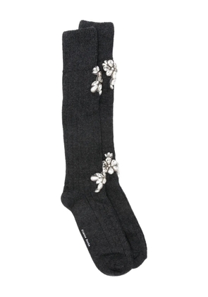 Simone Rocha embellished rose knee socks - Grey