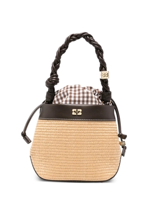 GANNI Bou braided-strap bucket bag - Neutrals