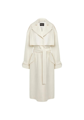 DONDUP pinstripe-pattern trench coat - Neutrals