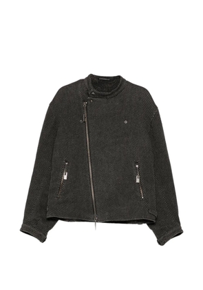 Yohji Yamamoto striped biker jacket - Black