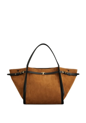 Tod's T Signature shopping bag in suede medium - Brown