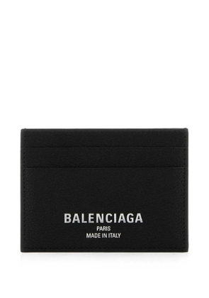 Balenciaga logo-print leather card holder - Black