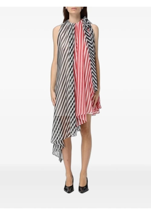 MSGM asymmetric striped dress - White