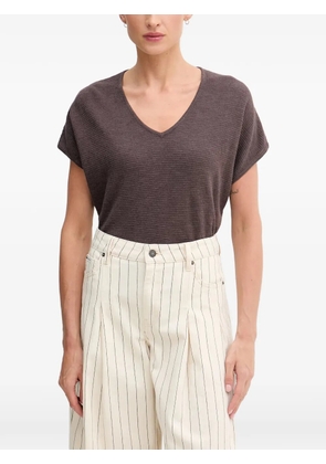 Benetton V-neck waffle-knit top - Brown