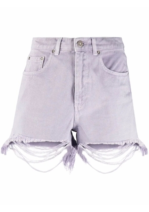 Golden Goose ripped-hem high-waisted shorts - Purple