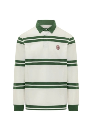 Drôle De Monsieur striped long-sleeve polo shirt - White
