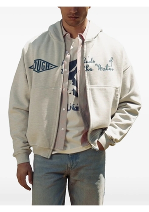 ROUGH. Kymata embroidered zip-up hoodie - Grey