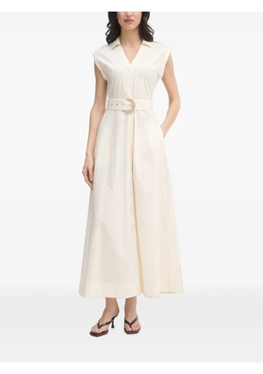 Gaudi belted sleeveless midi dress - White