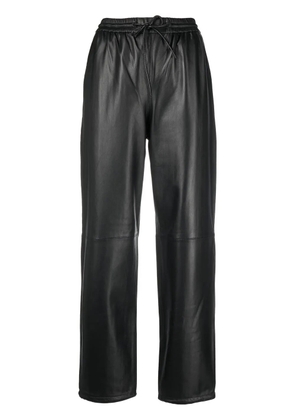 Yves Salomon straight-leg lambskin trousers - Black