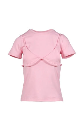Sandy Liang Effie bralette-overlay short-sleeve T-shirt - Pink
