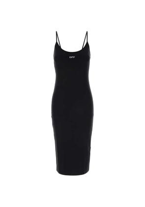 Off-White logo-print spaghetti-strap midi dress - Black