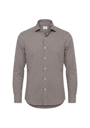 Xacus gingham-check cotton shirt - Brown