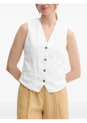 Benetton V-neck button-up vest - White
