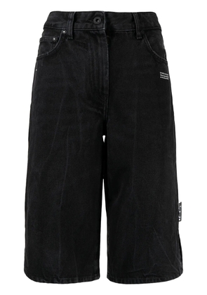 Off-White logo-print knee-length shorts - Black