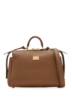 Dolce & Gabbana Vittoria logo-plaque leather tote bag - Brown