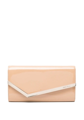 Jimmy Choo Emmie patent-leather clutch bag - Neutrals