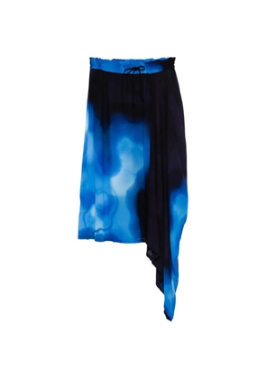Y's abstract-print asymmetric skirt - Blue