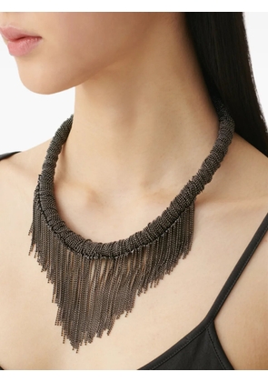 Fabiana Filippi beaded fringe necklace - Grey