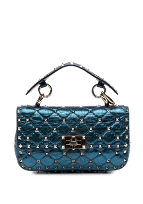 Valentino Garavani Pre-Owned 2000-2017 Small Metallic Lambskin Rockstud Spike satchel - Blue