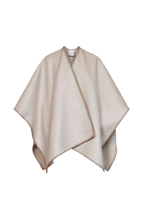 Max Mara belted whipstitch-trim poncho - Neutrals