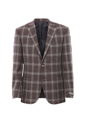 Corneliani check-pattern single-breasted blazer - Brown