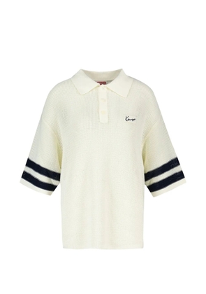 Kenzo crochet-knit striped polo shirt - Neutrals